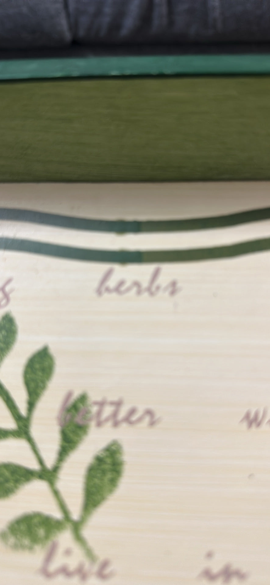 Green Herb Serving Tray Botanical Leaf Wooden Tray Farmhouse Kitchen Decor Cottagecore Display Tray