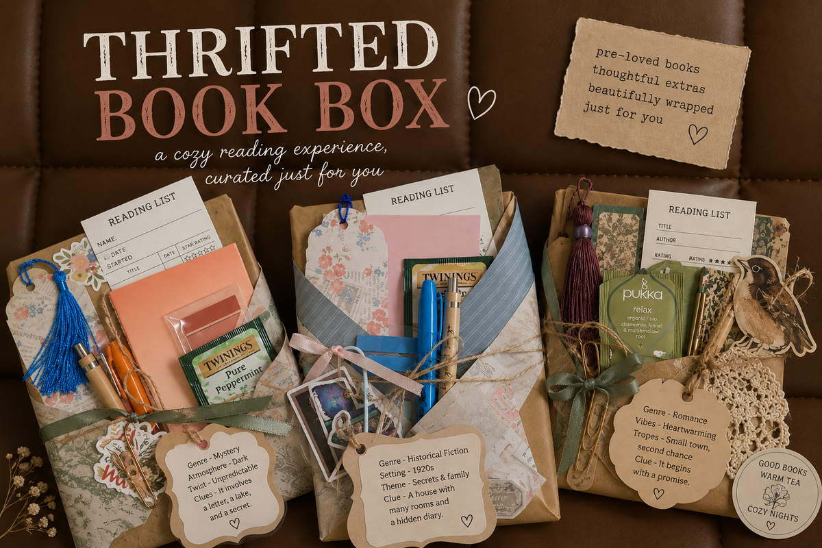 Blind Date With a Book Gift Box | Thrifted Mystery Book With Bookish Goodies | Reader Care Package | Surprise Book Lover Gift