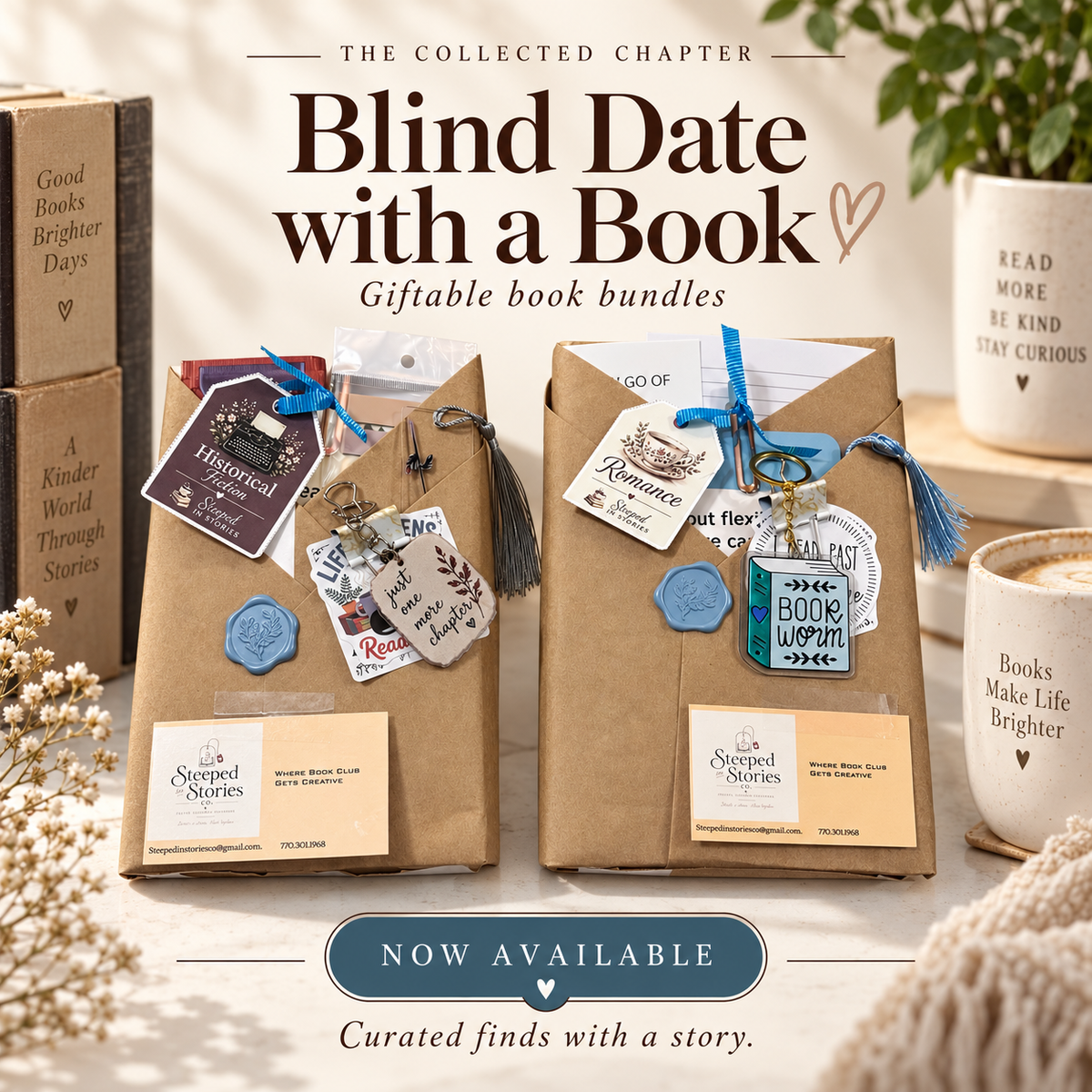 Blind Date With a Book Gift Box | Thrifted Mystery Book With Bookish Goodies | Reader Care Package | Surprise Book Lover Gift