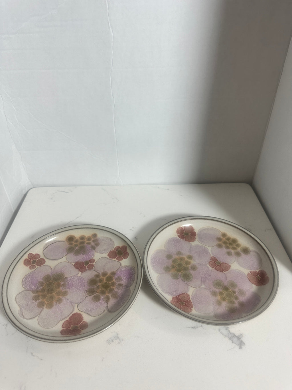 Vintage Denby Gypsy 6.5” Side Plates – Set of 2 – 1970s English Stoneware Floral