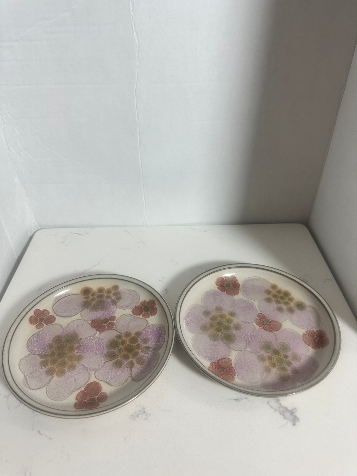 Vintage Denby Gypsy 6.5” Side Plates – Set of 2 – 1970s English Stoneware Floral