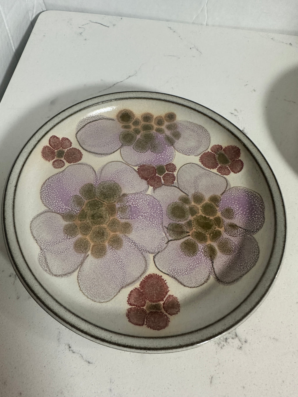 Vintage Denby Gypsy 6.5” Side Plates – Set of 2 – 1970s English Stoneware Floral