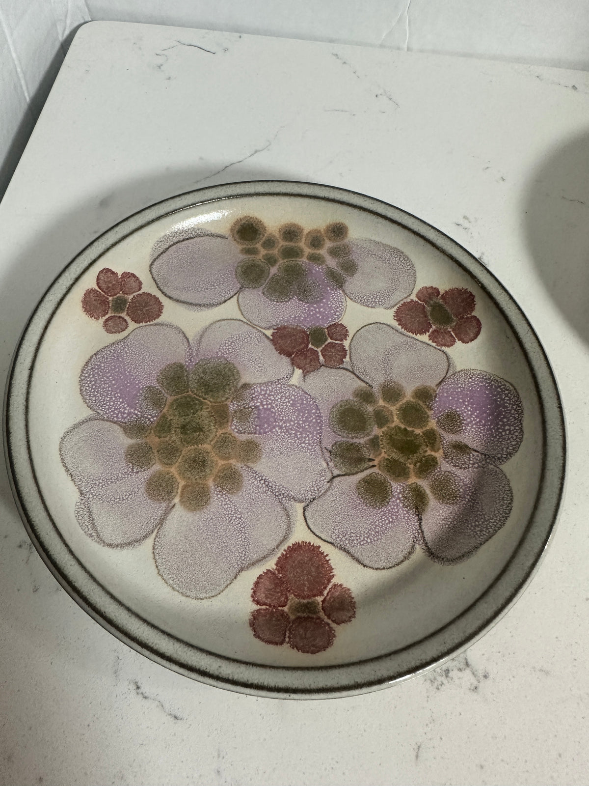 Vintage Denby Gypsy 6.5” Side Plates – Set of 2 – 1970s English Stoneware Floral