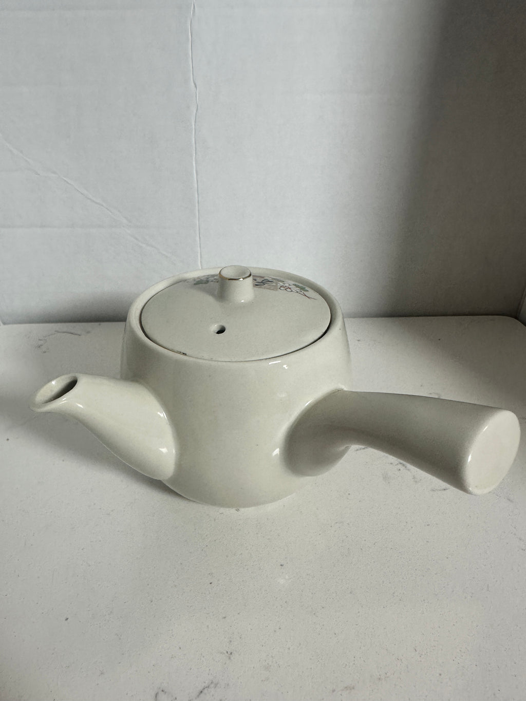 Vintage Nakagama Japan Kyusu Teapot – Floral & Gold Japanese Side Handle Tea Pot – 7”