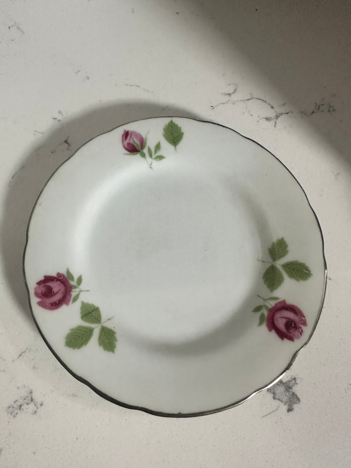 Vintage Fine China Japan Pink Rose Cups & Saucers – Set of 4 – Silver Trim – 8 Pieces