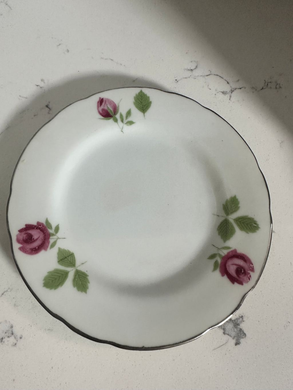 Vintage Fine China Japan Pink Rose Cups & Saucers – Set of 4 – Silver Trim – 8 Pieces