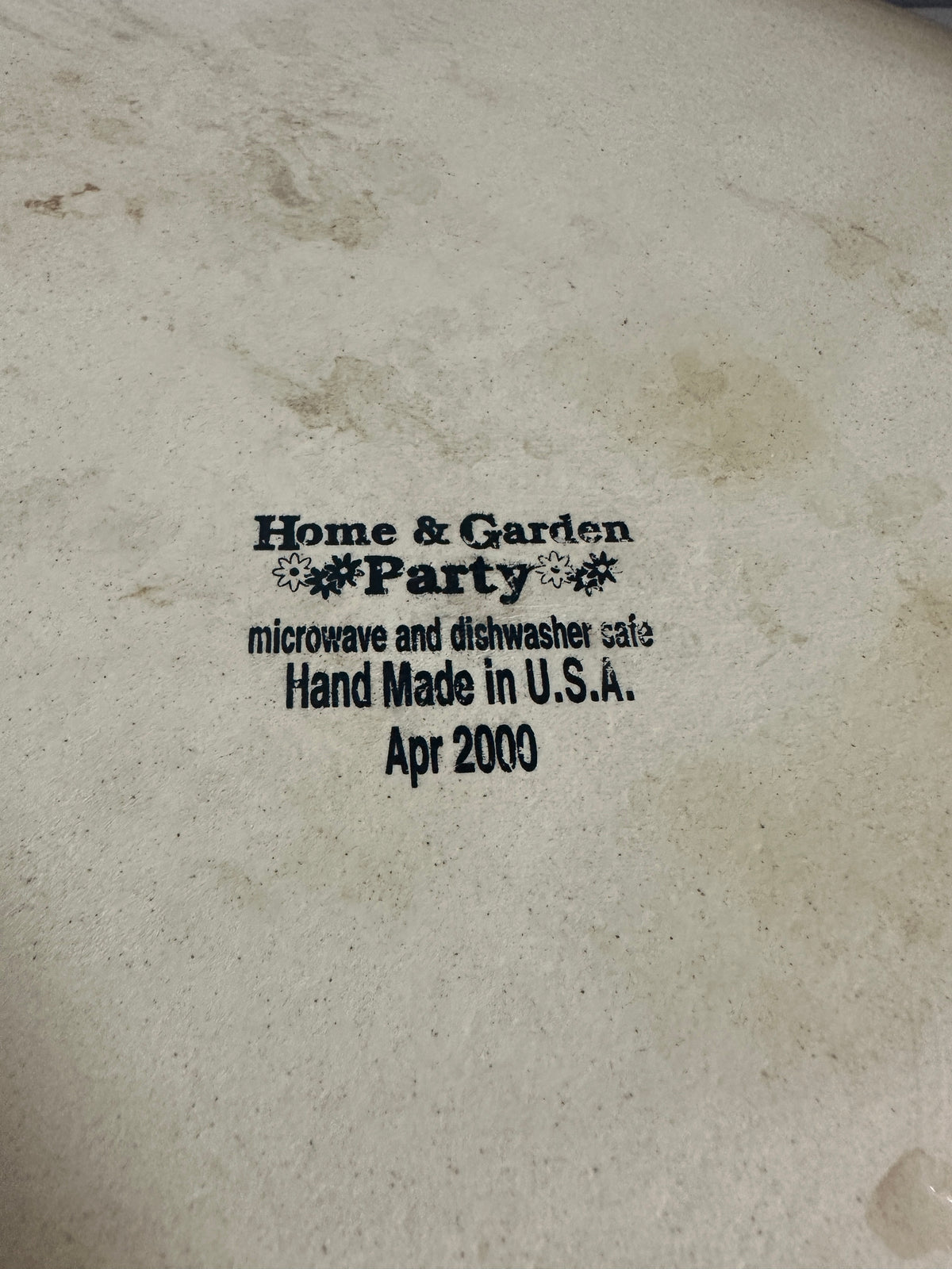 Vintage 2000 Home & Garden Party Magnolia Stoneware Serving Bowl – 12.5” Scalloped – Made in USA