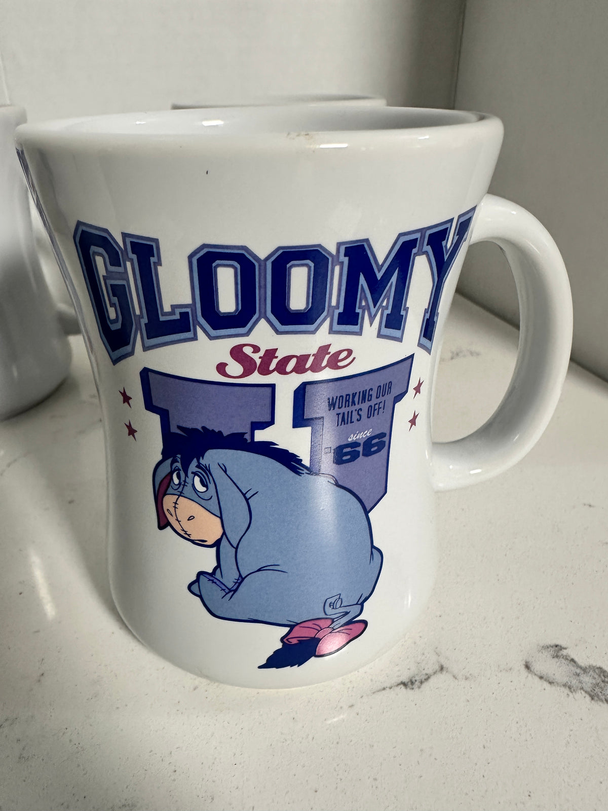 Disney Store Eeyore “Gloomy State U” Mugs Set of 4 – Winnie the Pooh – 4.5" Tall
