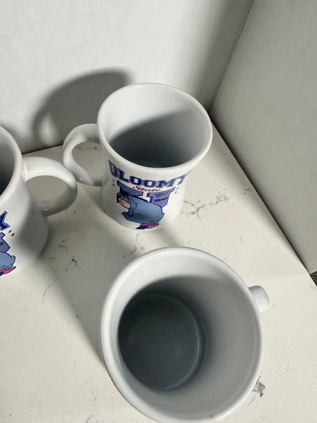 Disney Store Eeyore “Gloomy State U” Mugs Set of 4 – Winnie the Pooh – 4.5" Tall