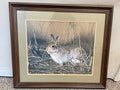 Vintage Charles Fracé “My Friend” Rabbit Print | Signed Limited Edition Wildlife Art | Framed Cottontail Bunny Lithograph | Original Paperwork