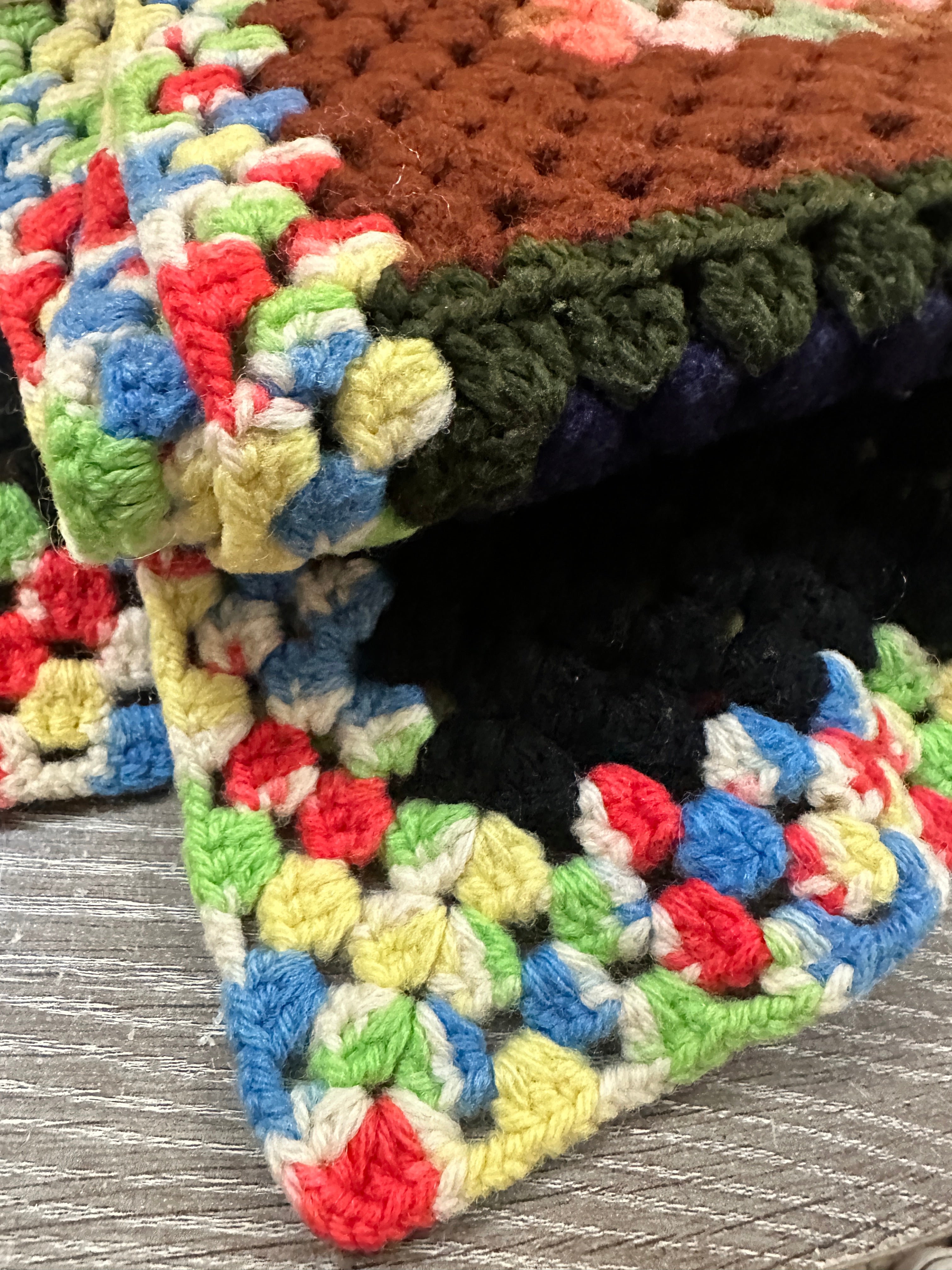 30x46 Vintage Crochet Granny Square Afghan | Colorful Handmade Throw Blanket | Retro 70s Style Crochet | Cottagecore Boho Blanket