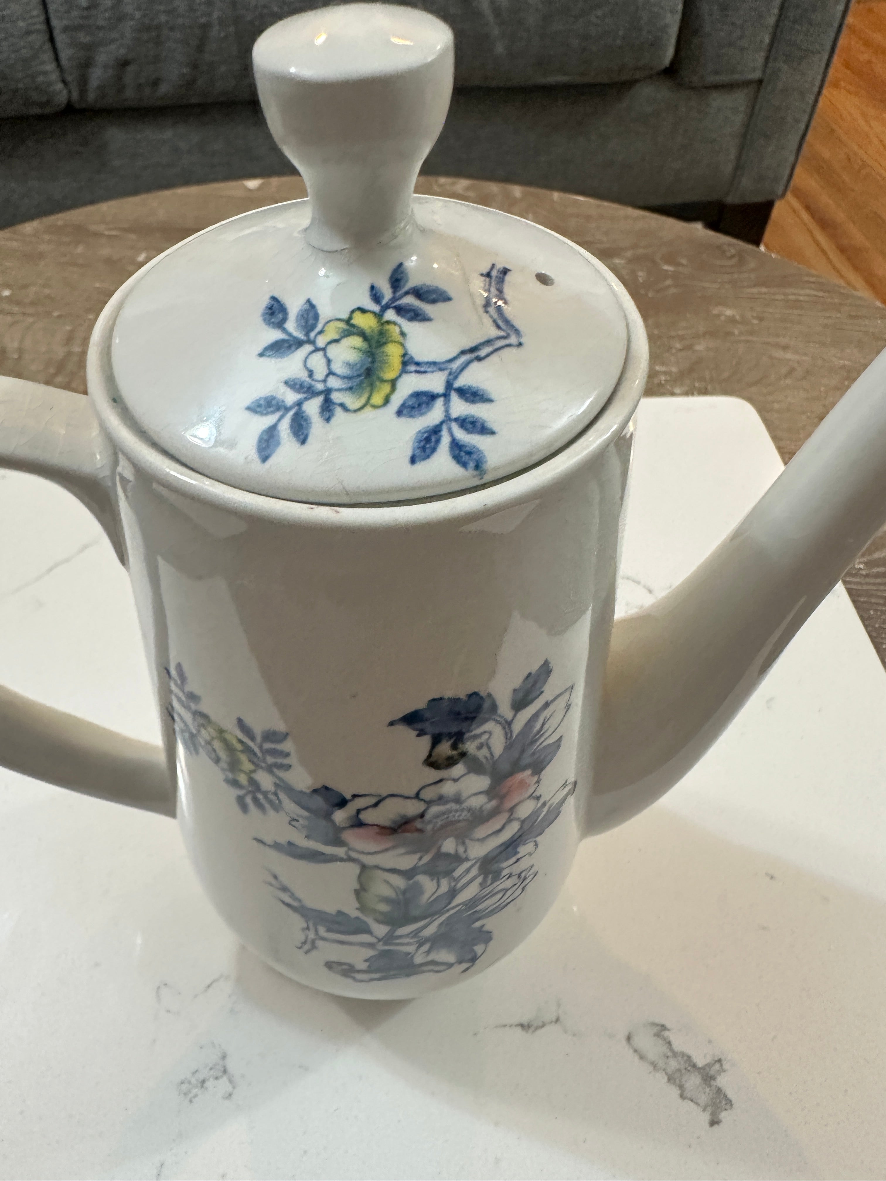 Vintage Wood & Sons Ashbourne Coffee Pot England | 1940s English Floral Pottery | Burslem Staffordshire China | Cottagecore Decor