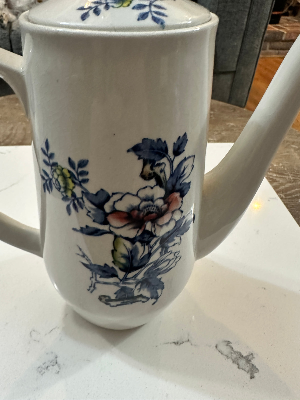 Vintage Wood & Sons Ashbourne Coffee Pot England | 1940s English Floral Pottery | Burslem Staffordshire China | Cottagecore Decor