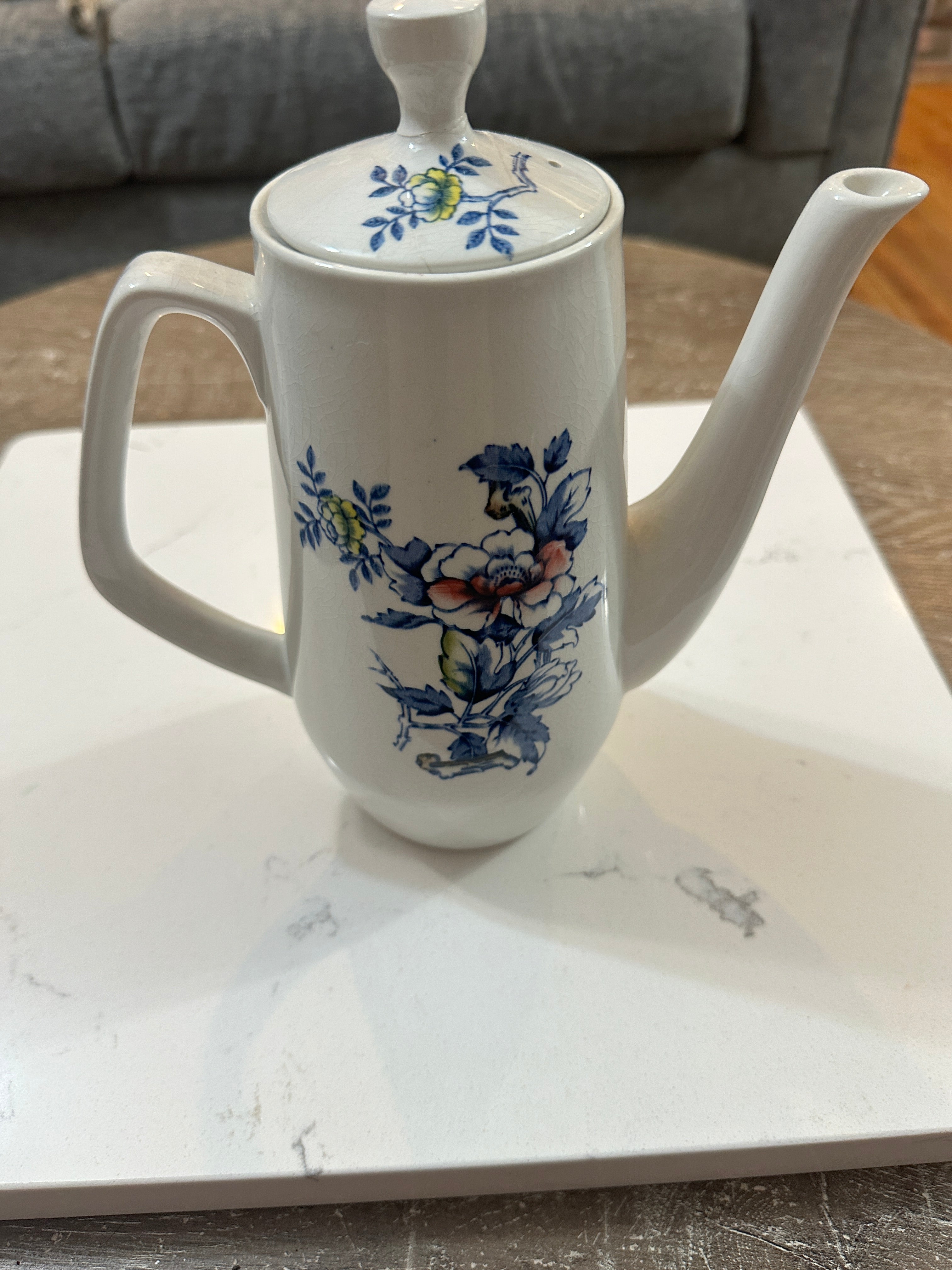 Vintage Wood & Sons Ashbourne Coffee Pot England | 1940s English Floral Pottery | Burslem Staffordshire China | Cottagecore Decor