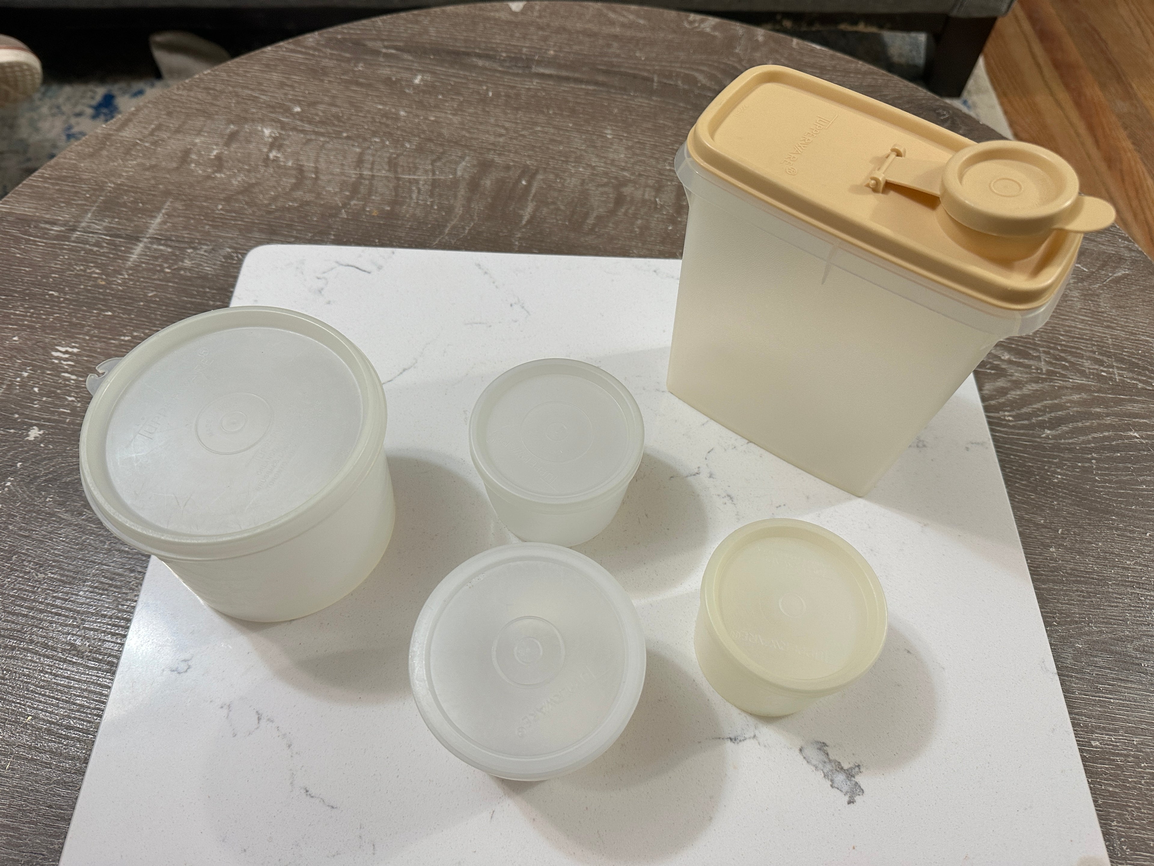 Vintage Tupperware Storage Container Lot | 1970s 1980s Cream Almond Canisters | Pantry Containers | Retro Kitchen Storage