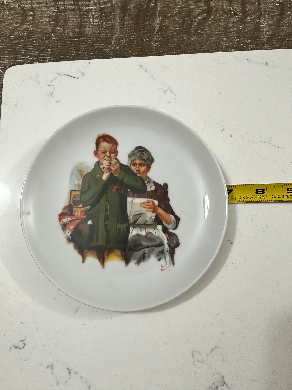 Vintage Norman Rockwell Helping Mother Sewing Plate | Made in Japan Decorative Wall Plate | Americana Collector Plate | 1980s Rockwell Art
