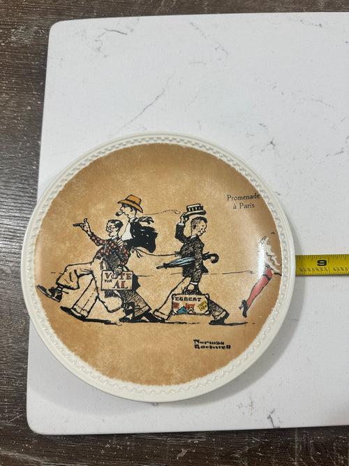 1982 Norman Rockwell Die Walk am Rhein Plate | Rockwell on Tour Limited Edition | Newell Pottery Collector Plate | Vintage German Travel Decor