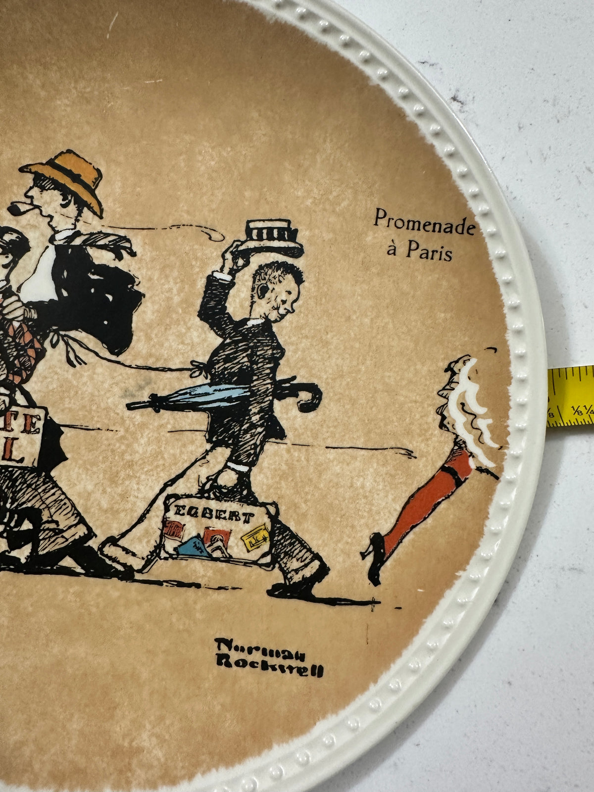 1982 Norman Rockwell Promenade à Paris Plate | Newell Pottery Rockwell on Tour | Limited Edition Collector Plate | Vintage Paris Decor