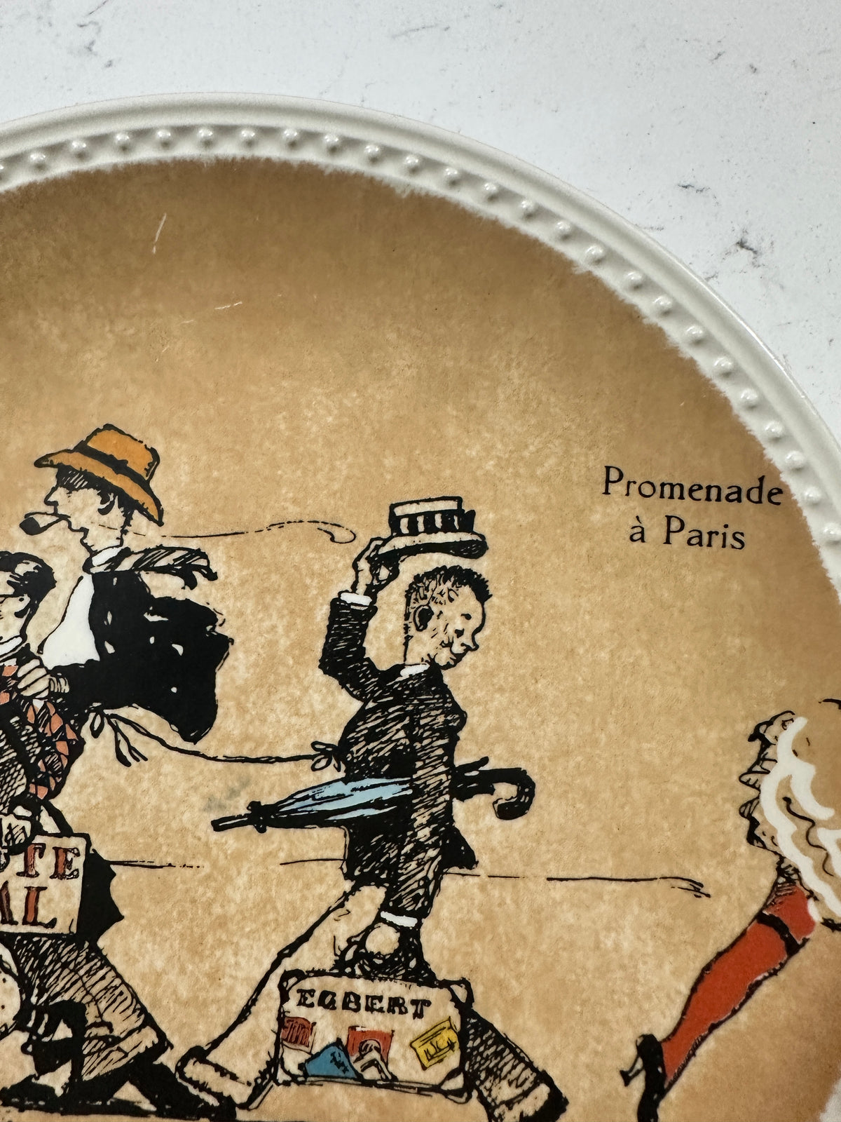 1982 Norman Rockwell Promenade à Paris Plate | Newell Pottery Rockwell on Tour | Limited Edition Collector Plate | Vintage Paris Decor