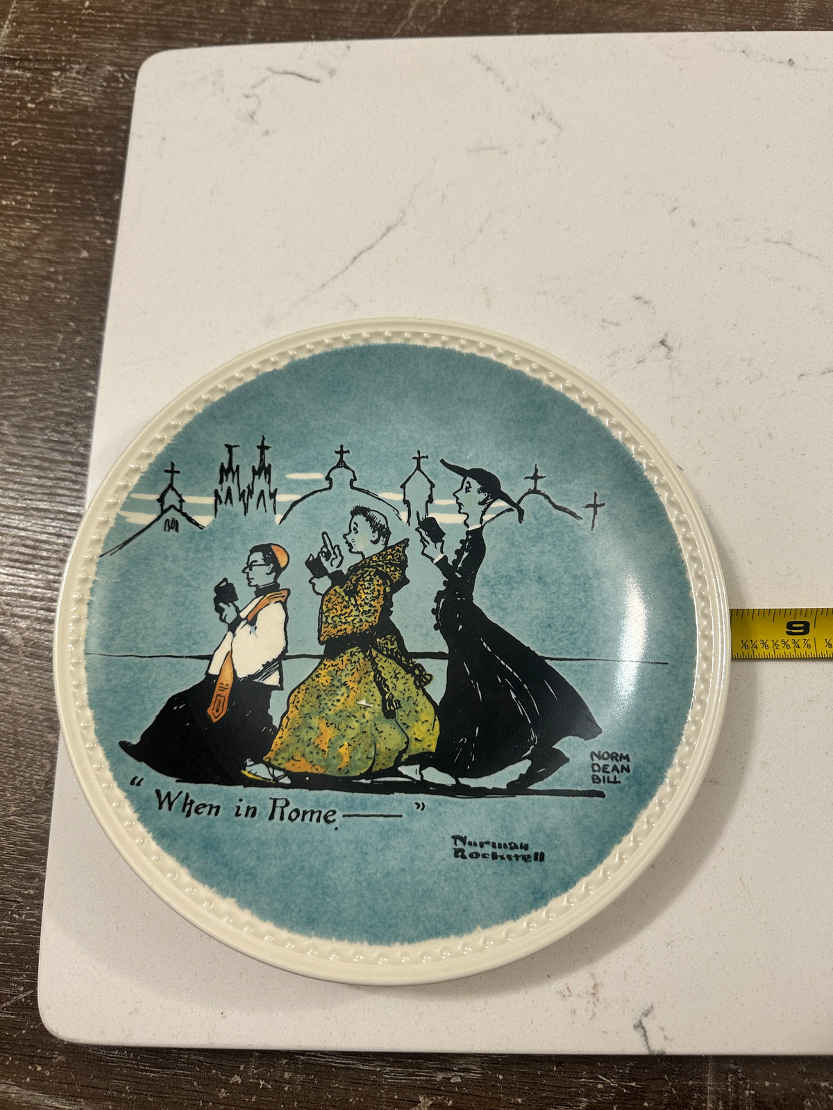 1982 Norman Rockwell When in Rome Plate | Rockwell on Tour Limited Edition | Newell Pottery Collector Plate | Vintage Rome Travel Decor