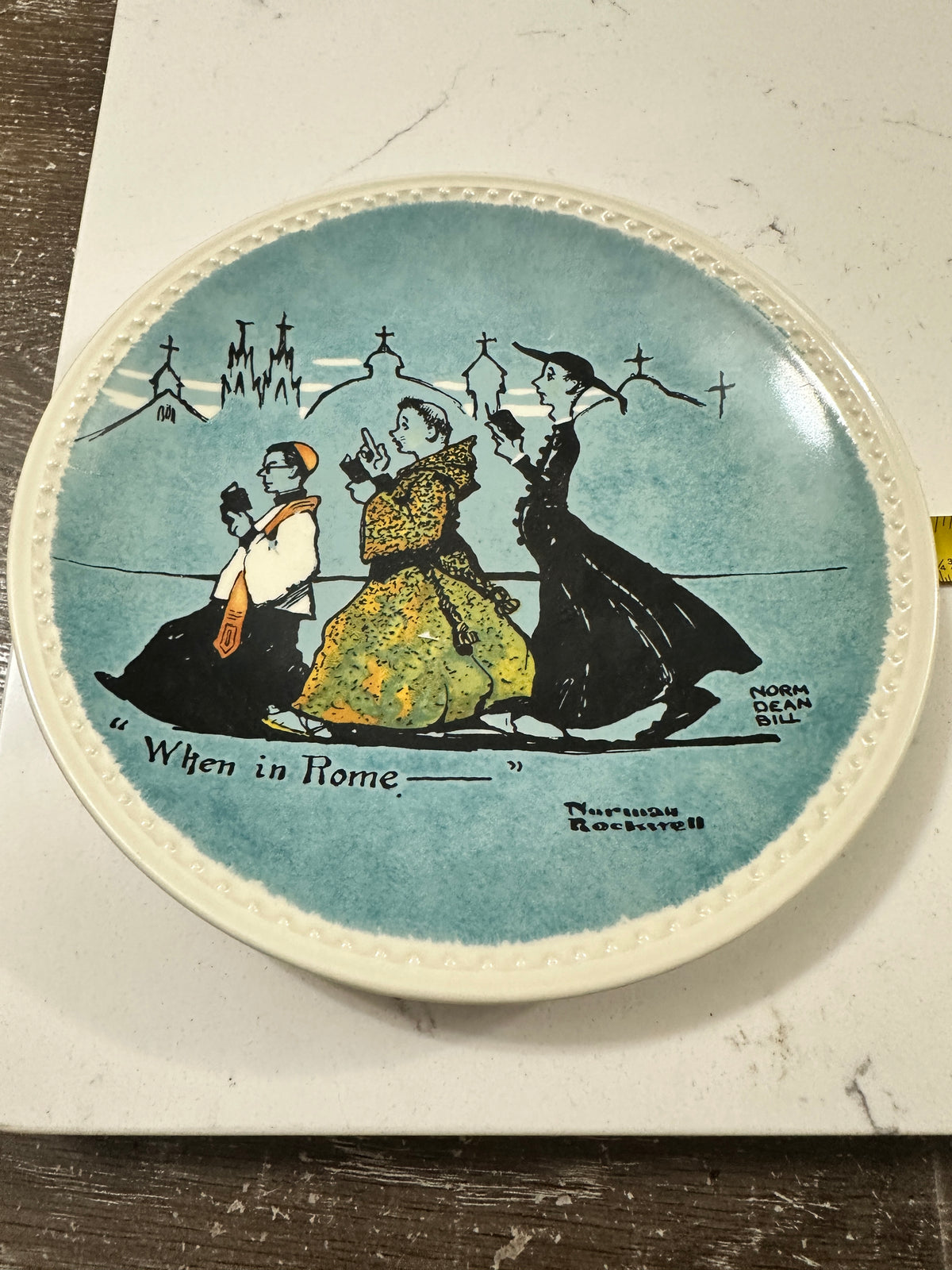 1982 Norman Rockwell When in Rome Plate | Rockwell on Tour Limited Edition | Newell Pottery Collector Plate | Vintage Rome Travel Decor