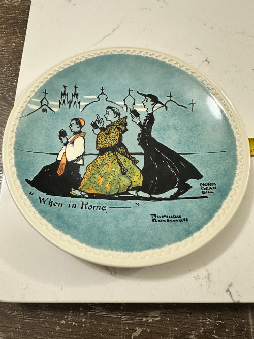 1982 Norman Rockwell When in Rome Plate | Rockwell on Tour Limited Edition | Newell Pottery Collector Plate | Vintage Rome Travel Decor