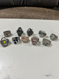 Lot of 10 Paparazzi Statement Rings | Rhinestone Cocktail Rings | Stretch Fashion Rings | Silver Tone Boho Jewelry Bundle