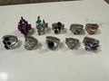 Lot of 10 Paparazzi Statement Rings | Rhinestone Stretch Rings | Colorful Cocktail Rings | Silver Tone Fashion Jewelry Bundle