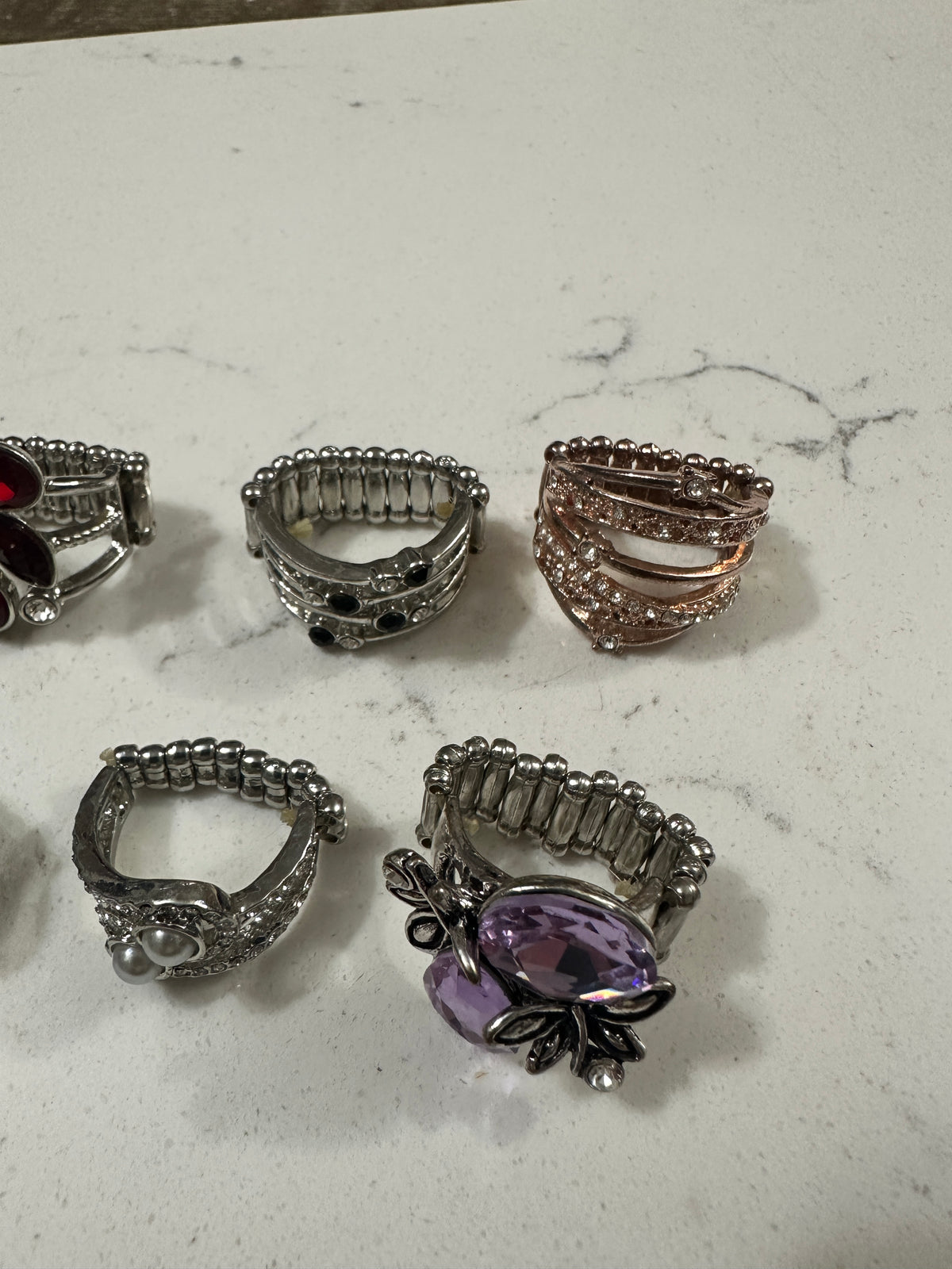 Lot of 10 Paparazzi Statement Rings | Rhinestone Stretch Rings | Colorful Cocktail Rings | Silver Tone Fashion Jewelry Bundle