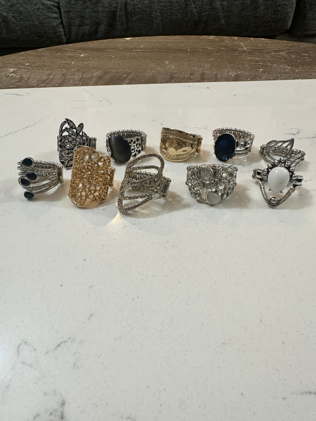 Lot of 10 Paparazzi Statement Rings | Stretch Cocktail Rings | Rhinestone Fashion Rings | Gold Silver Tone Jewelry Bundle
