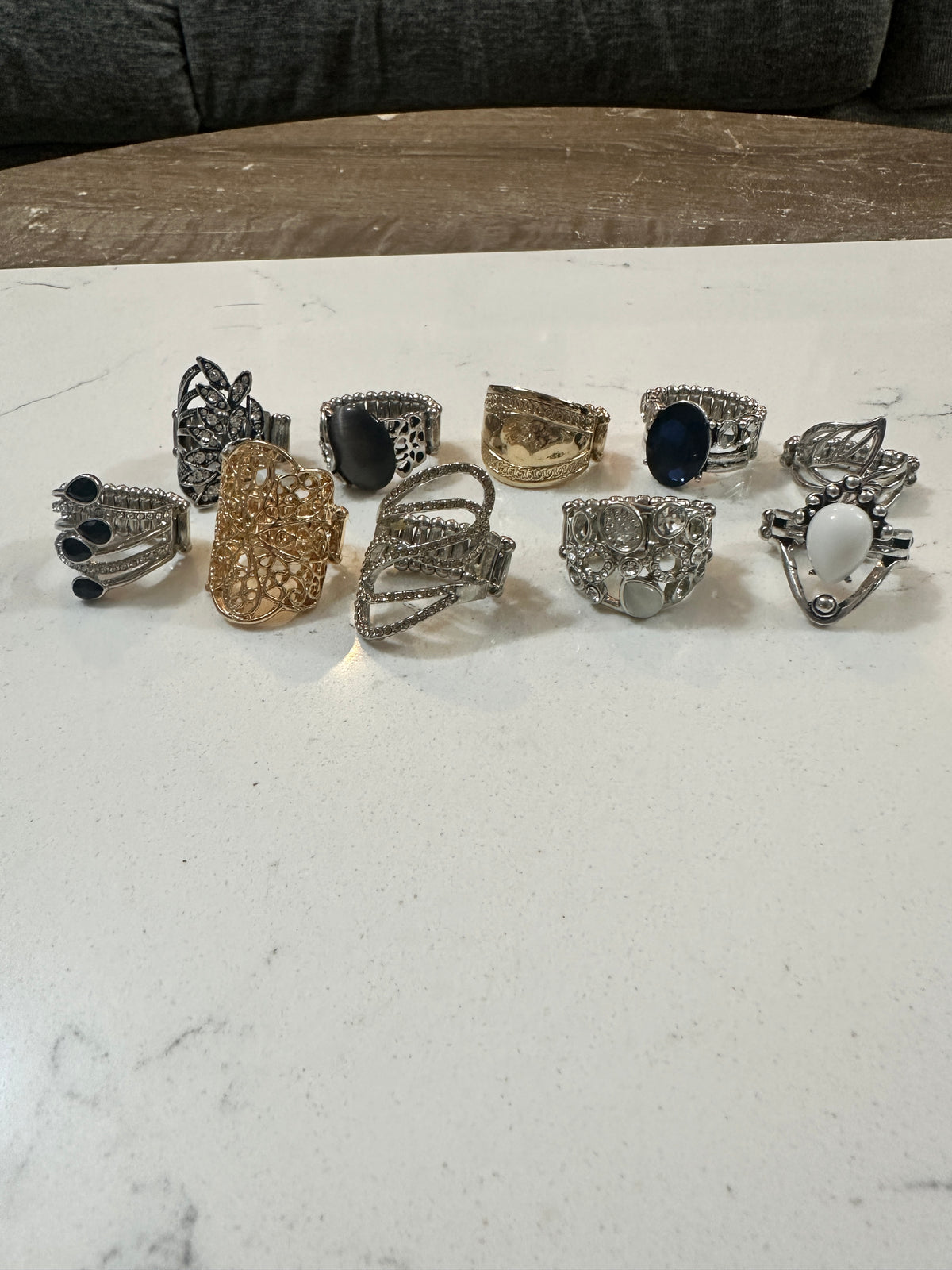Lot of 10 Paparazzi Statement Rings | Stretch Cocktail Rings | Rhinestone Fashion Rings | Gold Silver Tone Jewelry Bundle