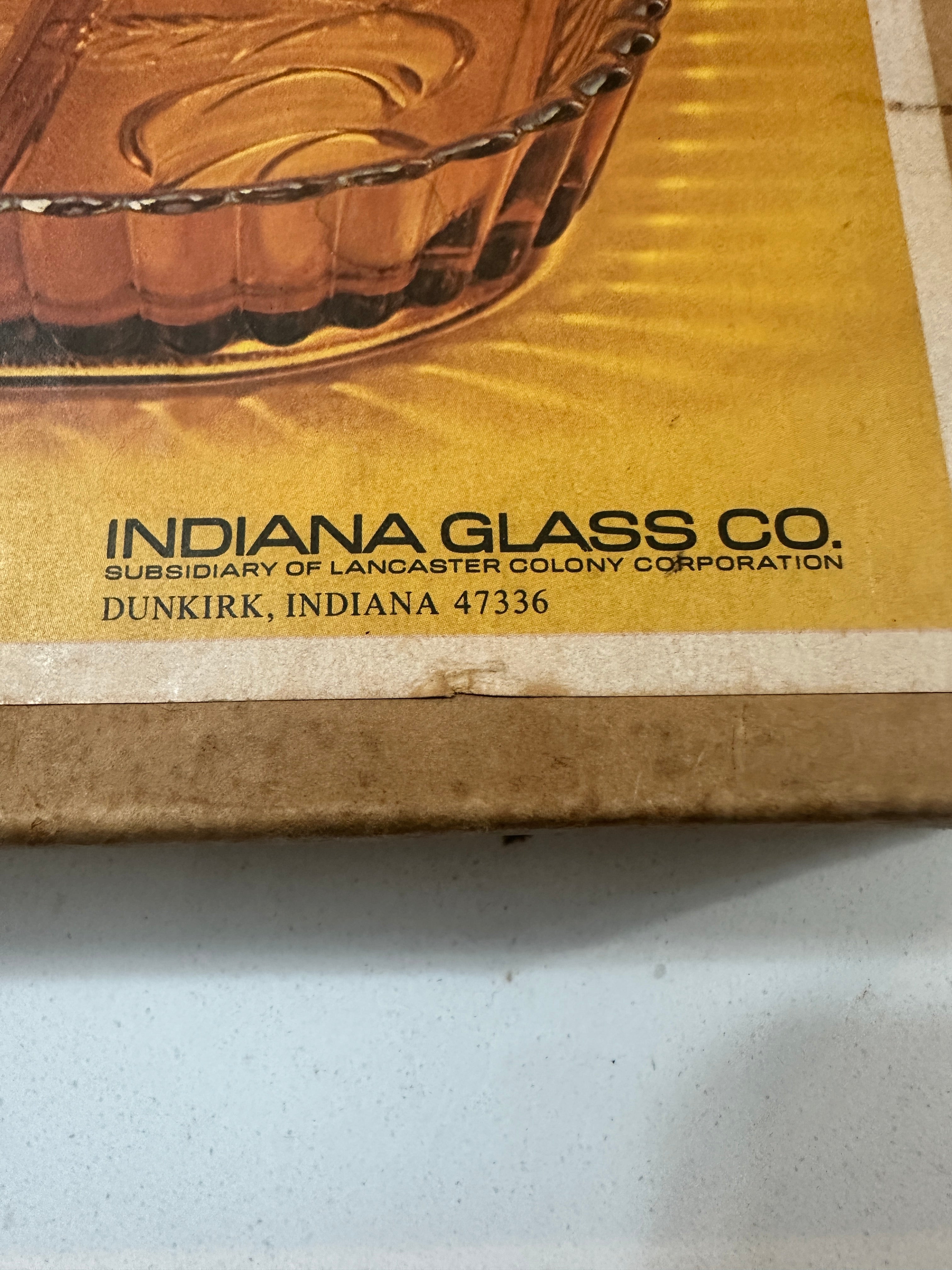 Vintage Indiana Glass Golden Amber 5 Part Relish Tray #0852 | 1970s Divided Fruit Serving Dish | Original Box | MCM Amber Glass