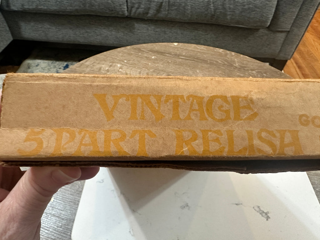Vintage Indiana Glass Golden Amber 5 Part Relish Tray #0852 | 1970s Divided Fruit Serving Dish | Original Box | MCM Amber Glass