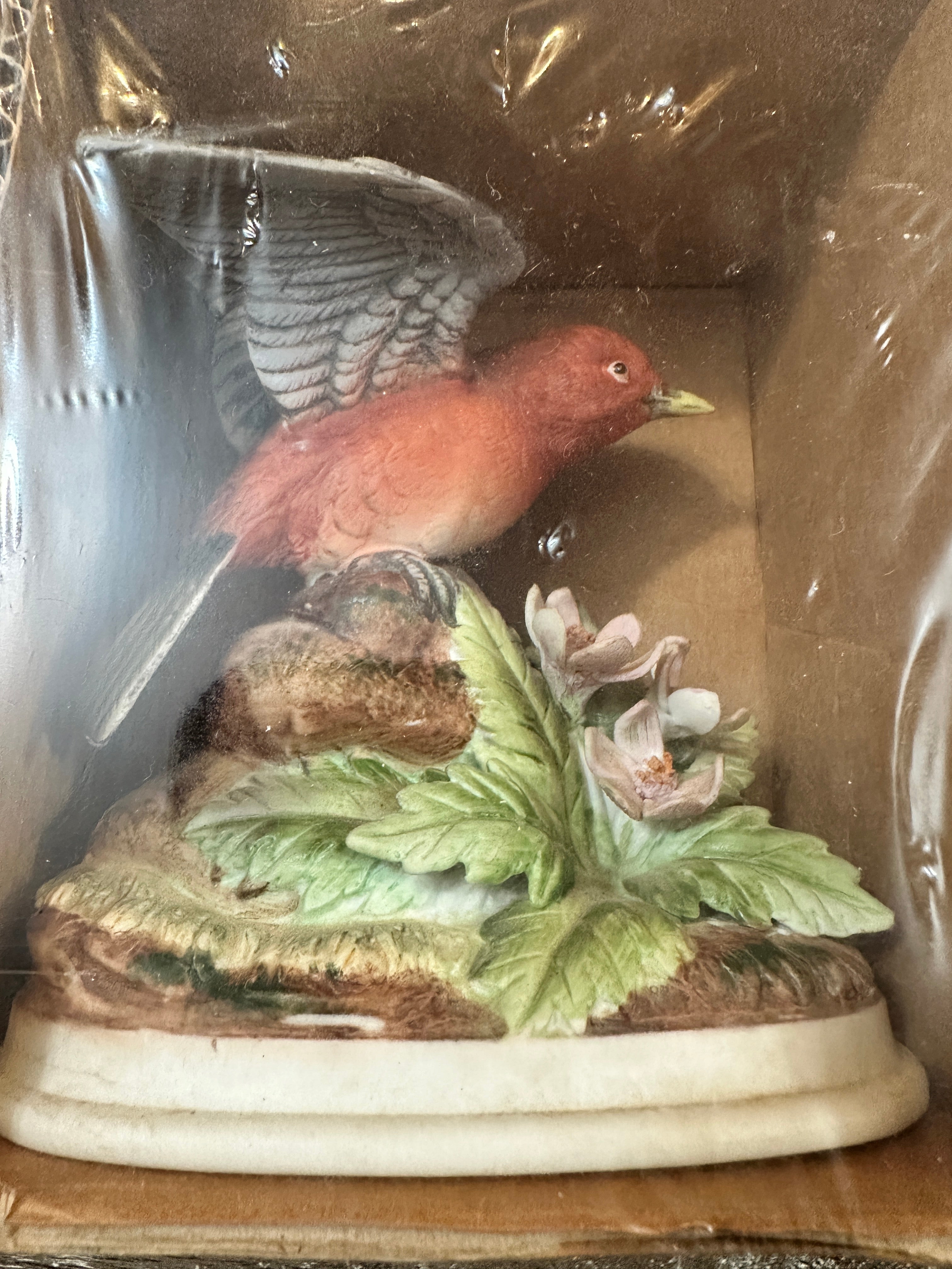 Vintage Andrea by Sadek Scarlet Tanager Bird Figurine #7703 | Made in Japan Porcelain Bird | Original Box | Cottage Nature Decor