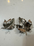 Vintage Silver Tone Leaf Brooch Set of 2 | Maple Leaf Pins | Botanical Costume Jewelry | Fall Autumn Nature Jewelry