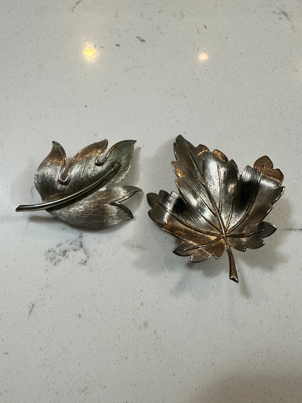 Vintage Silver Tone Leaf Brooch Set of 2 | Maple Leaf Pins | Botanical Costume Jewelry | Fall Autumn Nature Jewelry