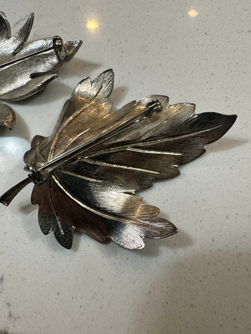 Vintage Silver Tone Leaf Brooch Set of 2 | Maple Leaf Pins | Botanical Costume Jewelry | Fall Autumn Nature Jewelry
