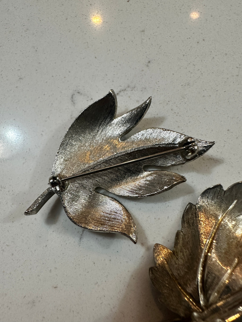 Vintage Silver Tone Leaf Brooch Set of 2 | Maple Leaf Pins | Botanical Costume Jewelry | Fall Autumn Nature Jewelry