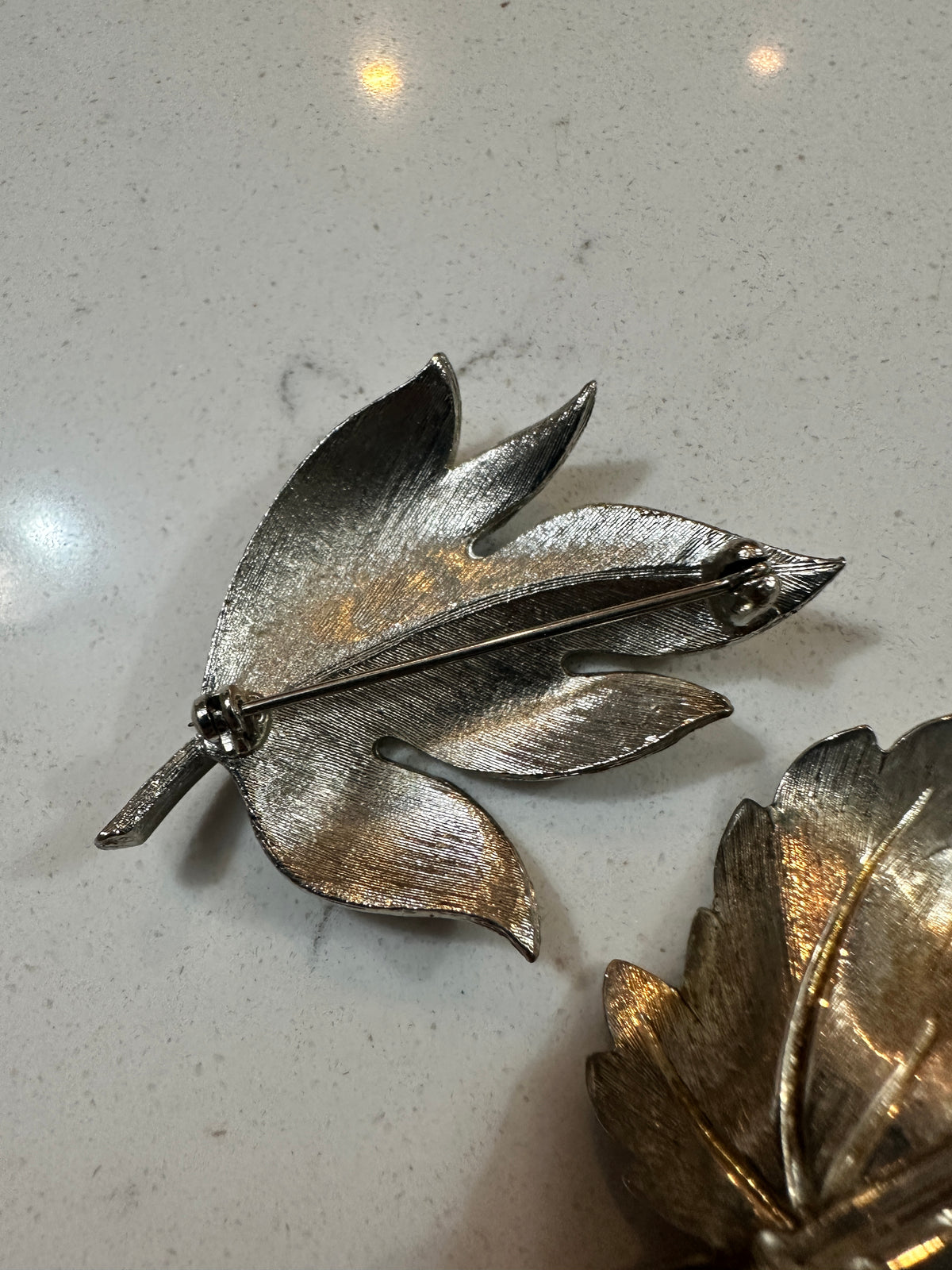 Vintage Silver Tone Leaf Brooch Set of 2 | Maple Leaf Pins | Botanical Costume Jewelry | Fall Autumn Nature Jewelry
