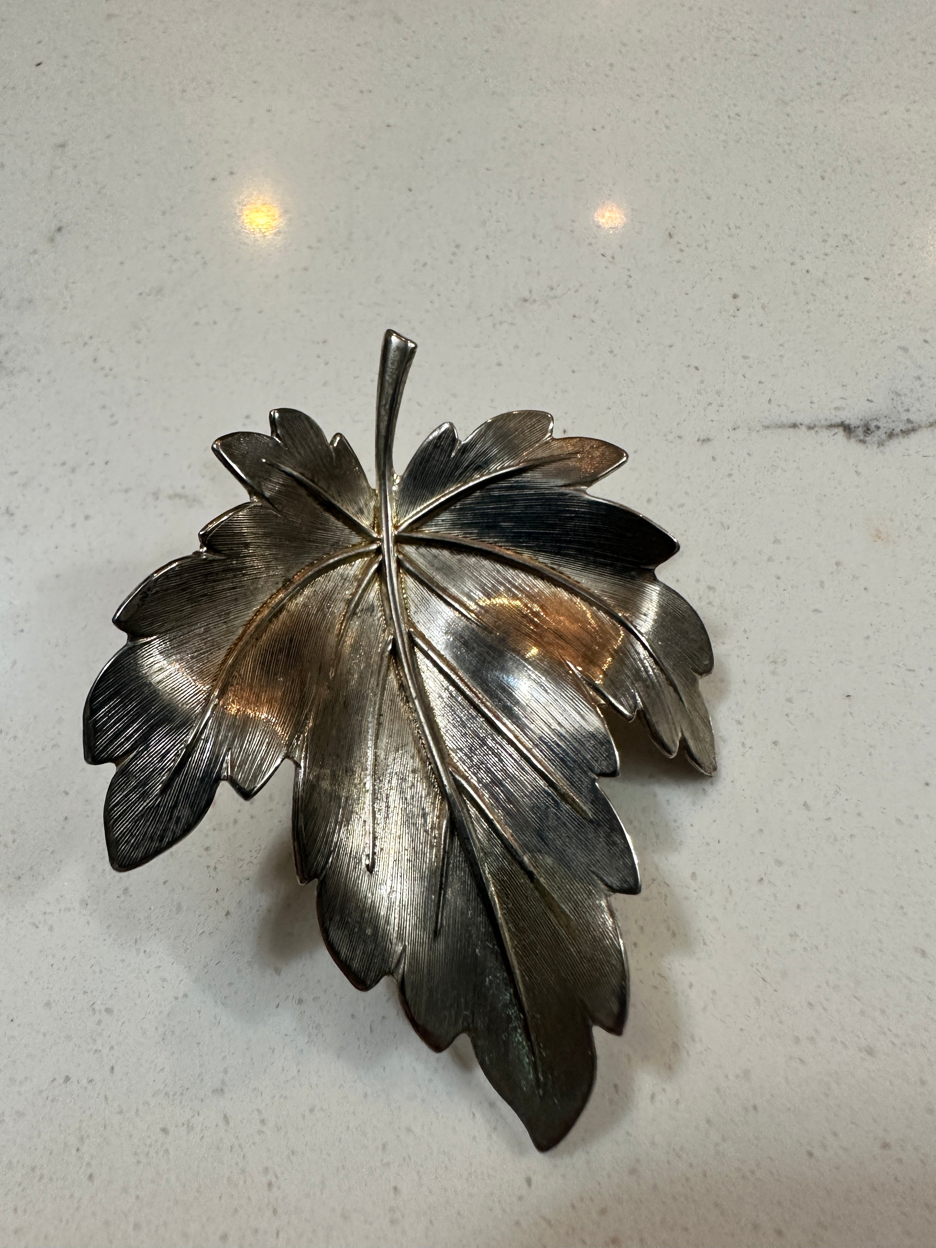 Vintage Silver Tone Leaf Brooch Set of 2 | Maple Leaf Pins | Botanical Costume Jewelry | Fall Autumn Nature Jewelry