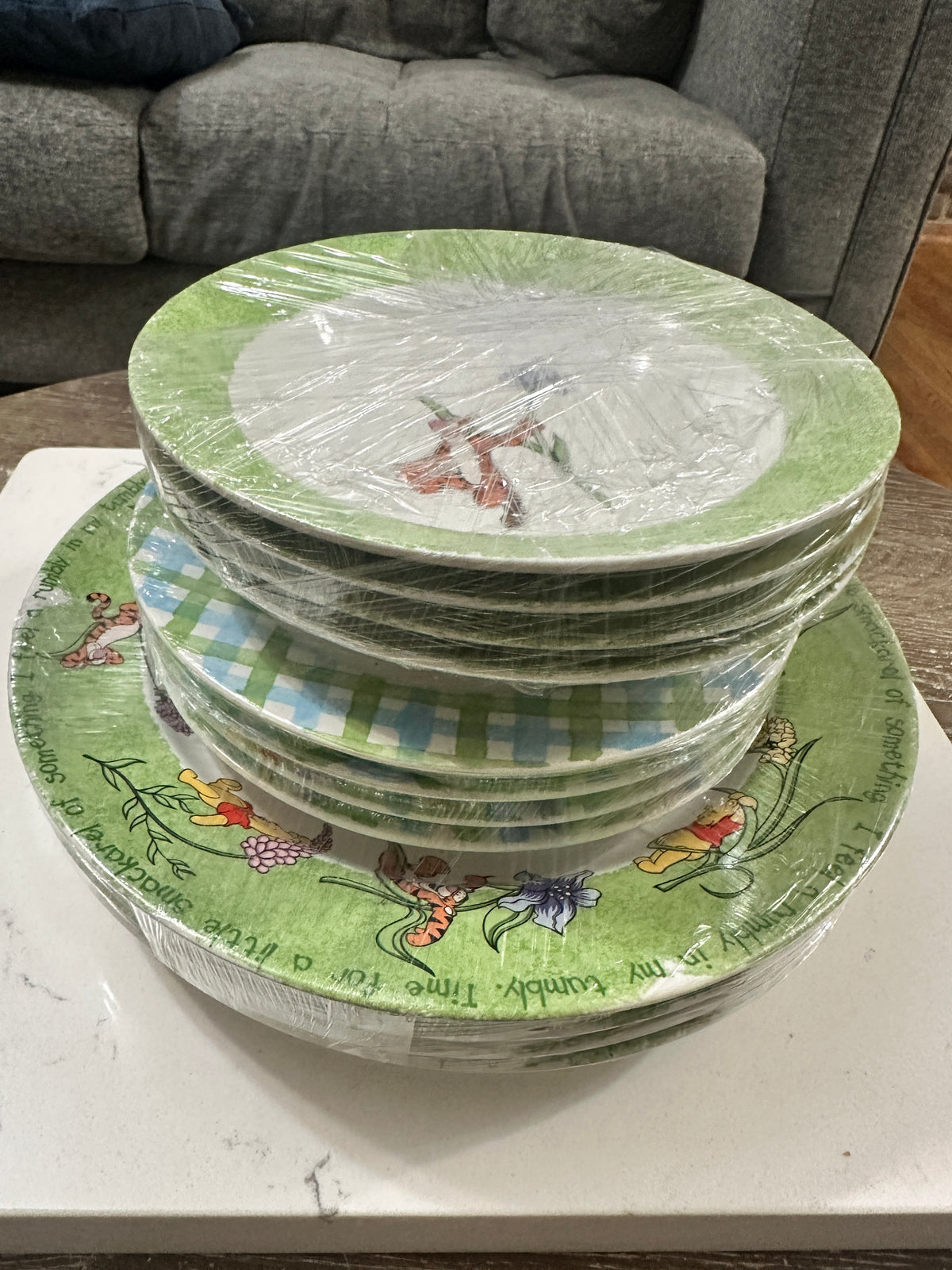 Disney Poohtanicals Dinnerware Set Winnie the Pooh Tigger Plates Floral Green Vintage Disney Stoneware Cottagecore Kitchen