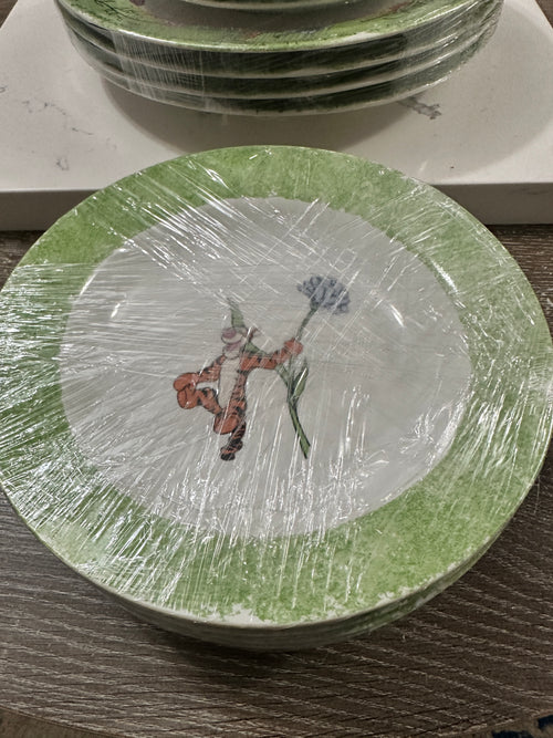 Disney Poohtanicals Dinnerware Set Winnie the Pooh Tigger Plates Floral Green Vintage Disney Stoneware Cottagecore Kitchen