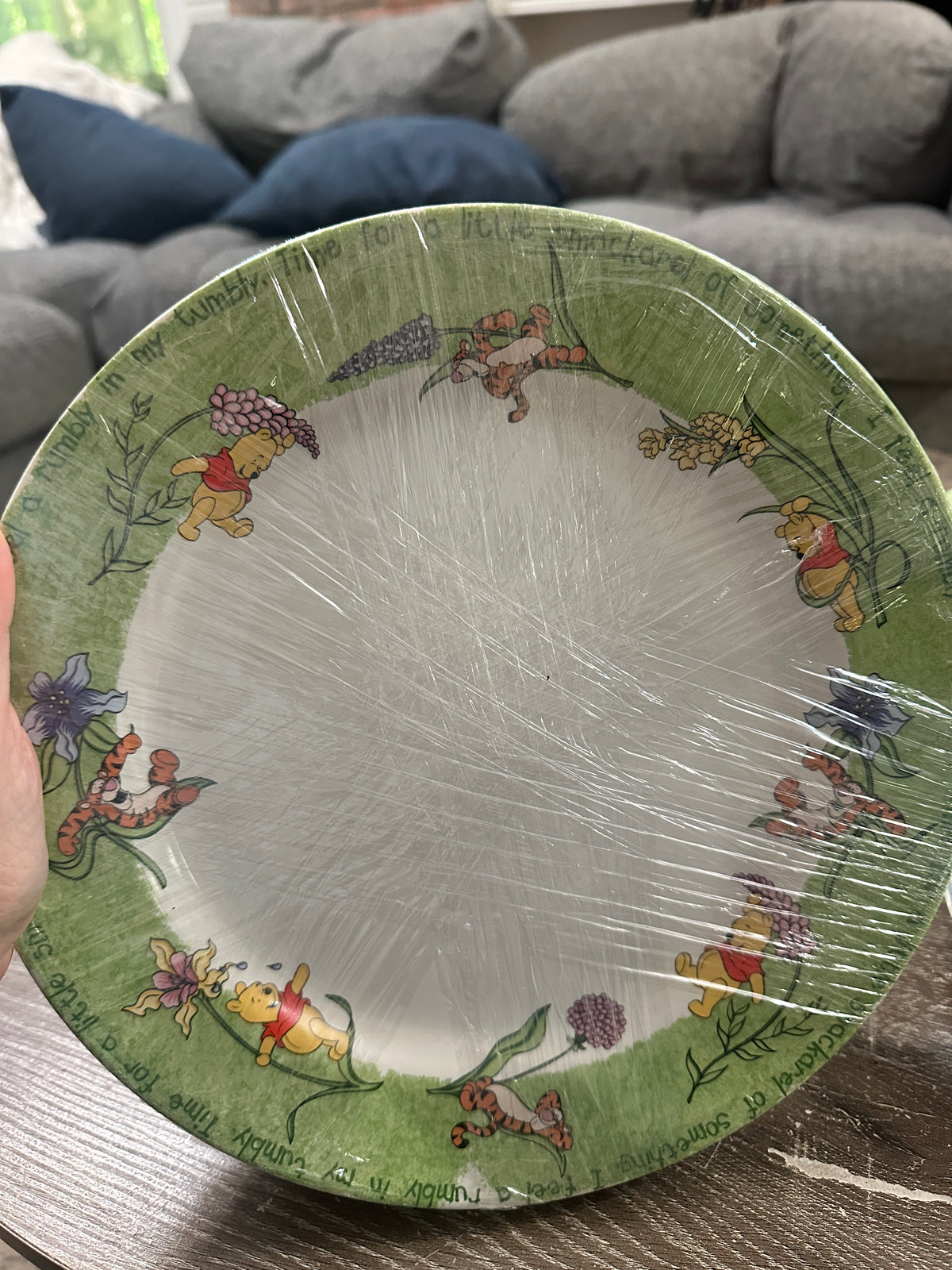 Disney Poohtanicals Dinnerware Set Winnie the Pooh Tigger Plates Floral Green Vintage Disney Stoneware Cottagecore Kitchen