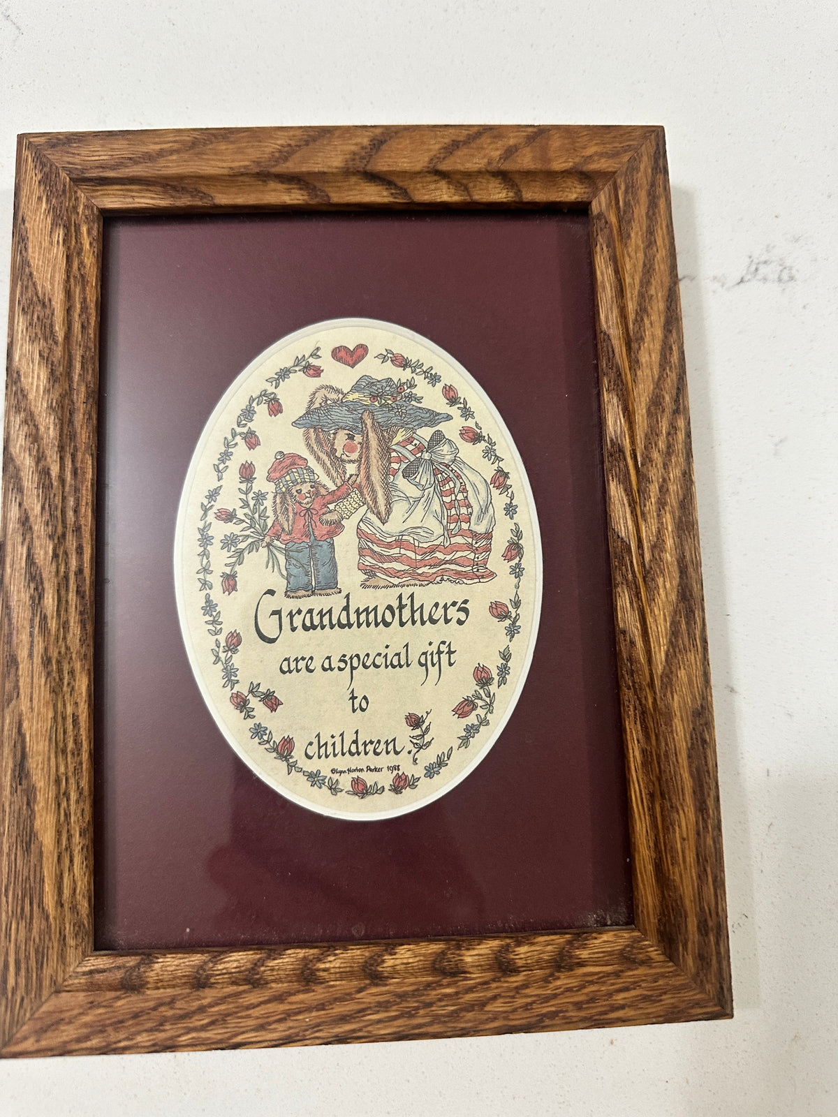 Vintage 1988 Lynn Norton Parker Grandmother Framed Art Creative Calligraphy Grandma Gift Cottagecore Wall Decor Made in USA