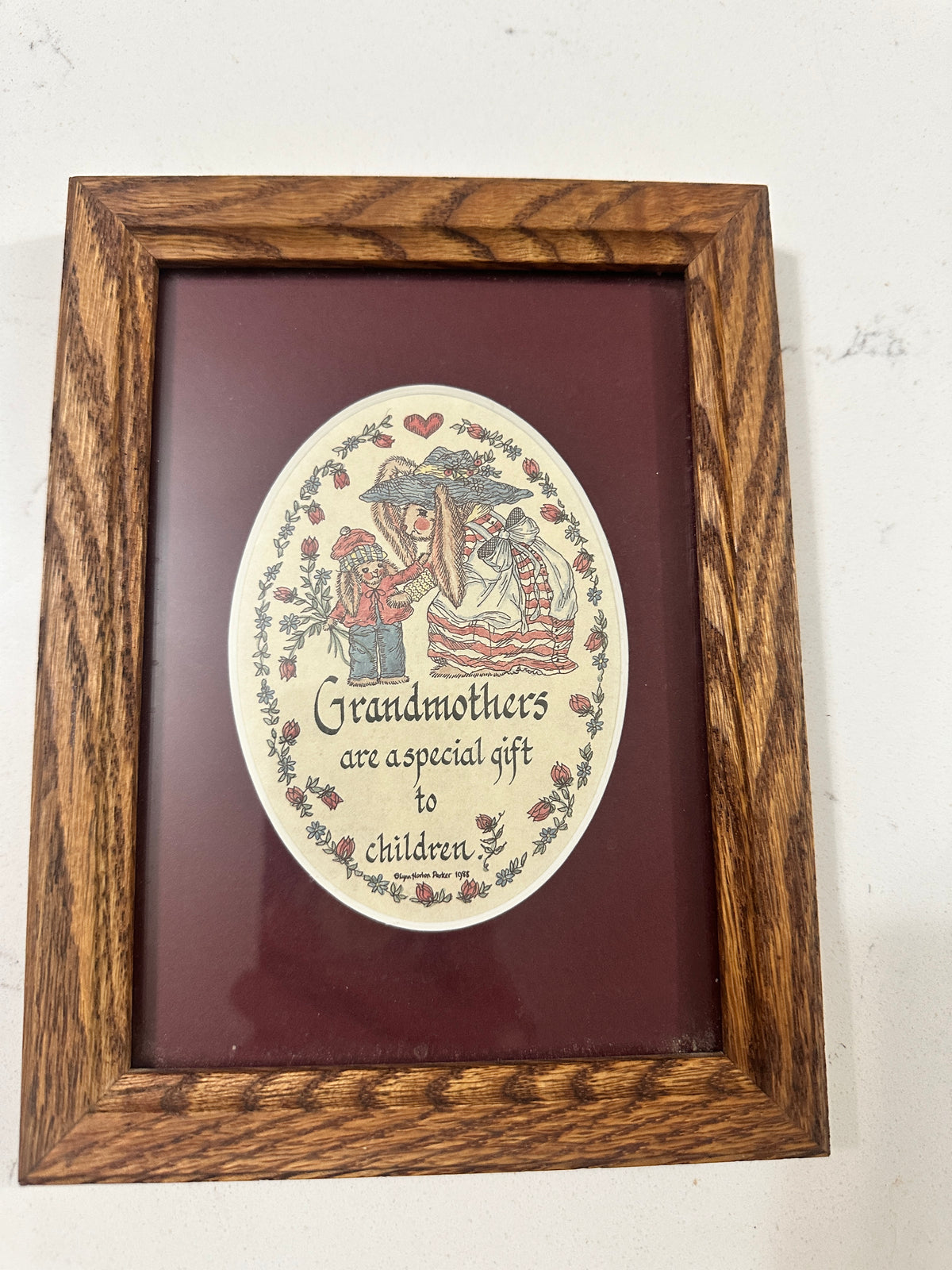 Vintage 1988 Lynn Norton Parker Grandmother Framed Art Creative Calligraphy Grandma Gift Cottagecore Wall Decor Made in USA