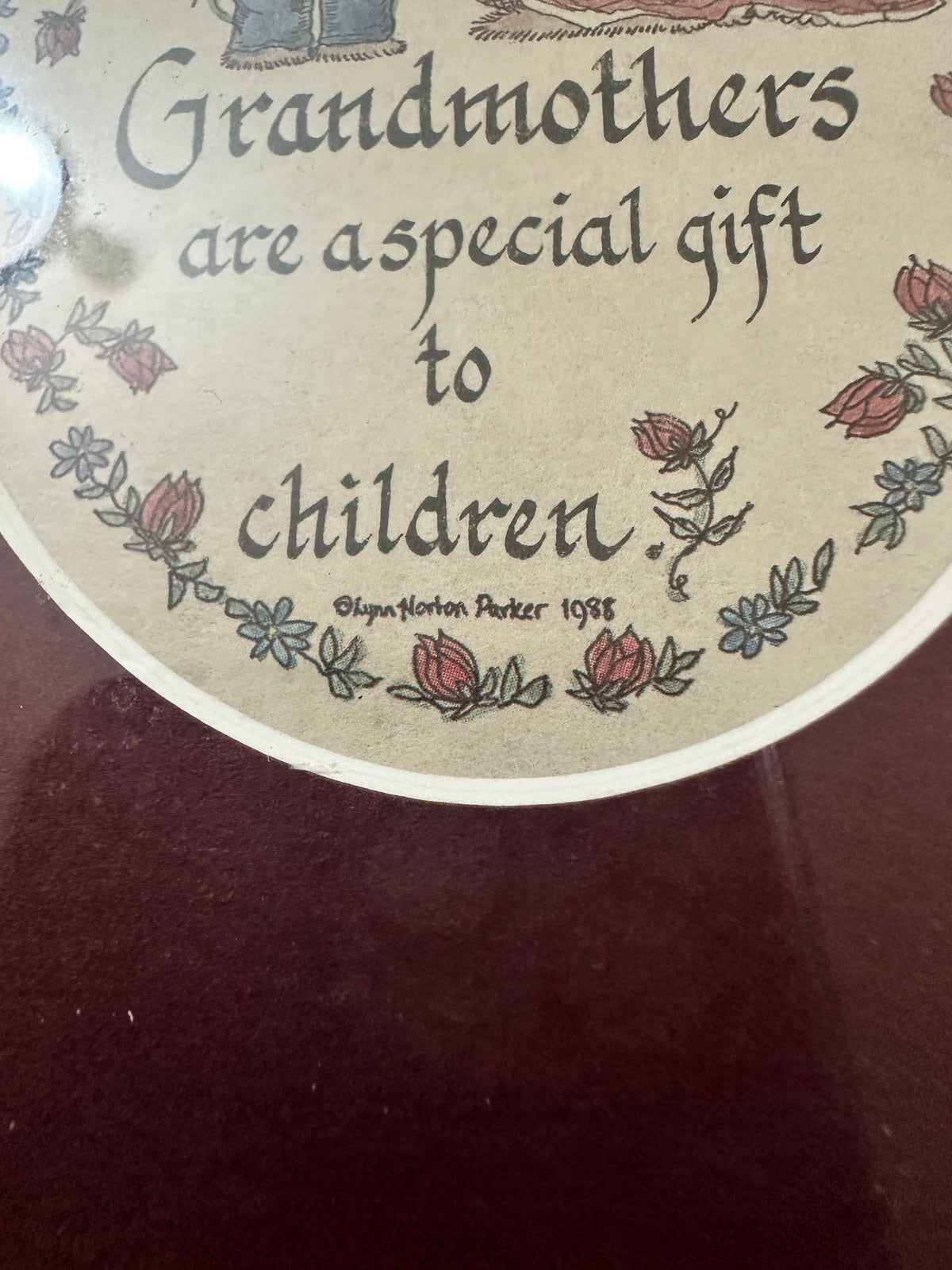 Vintage 1988 Lynn Norton Parker Grandmother Framed Art Creative Calligraphy Grandma Gift Cottagecore Wall Decor Made in USA