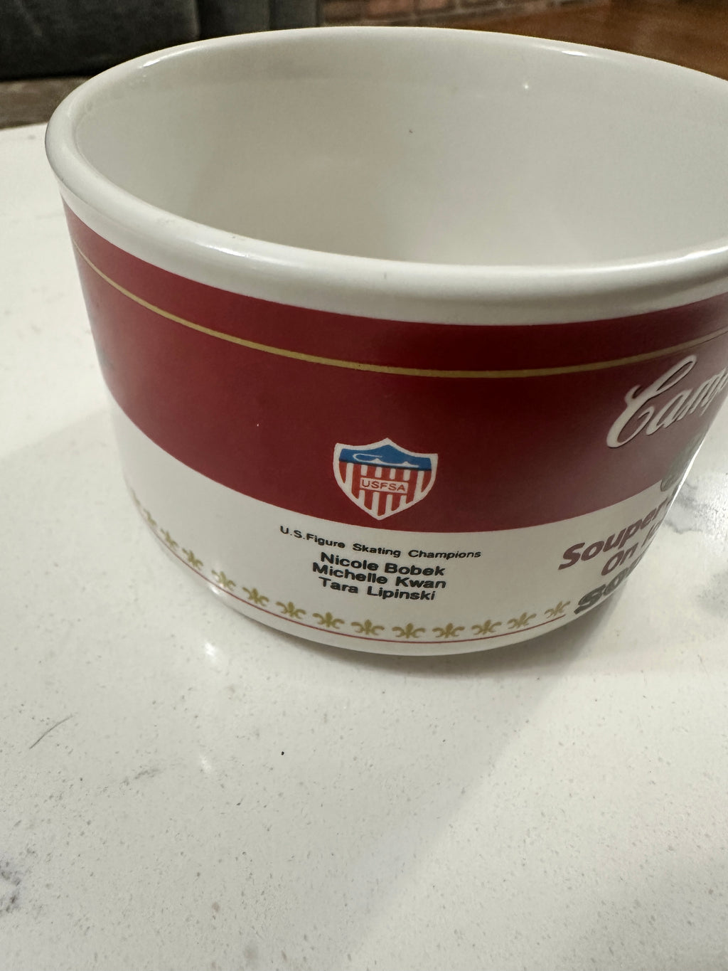 1998 Campbell’s Soup “Super Stars on Ice” Oversized Mug – Michelle Kwan, Tara Lipinski, Nicole Bobek – Westwood Collectible