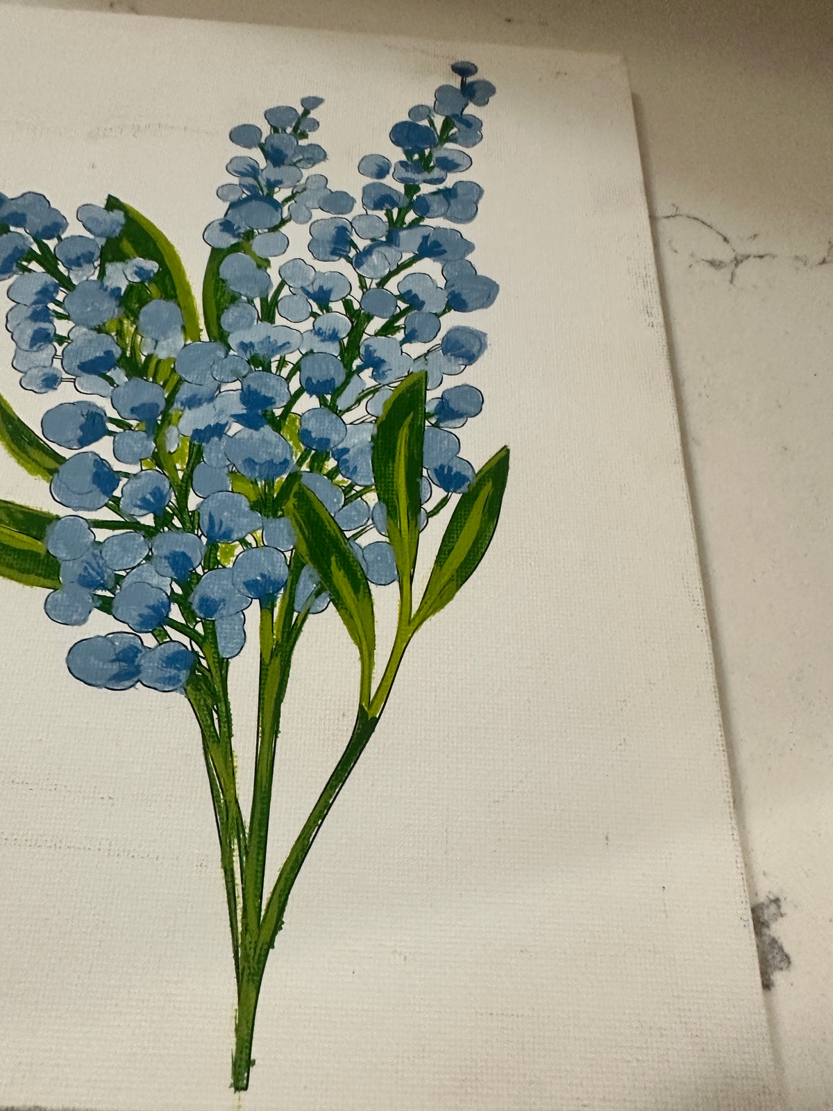 Vintage 8x10 Blue Floral Painting on Canvas | Hand Painted Botanical Wall Art | Cottagecore Flower Art | Unframed Floral Decor