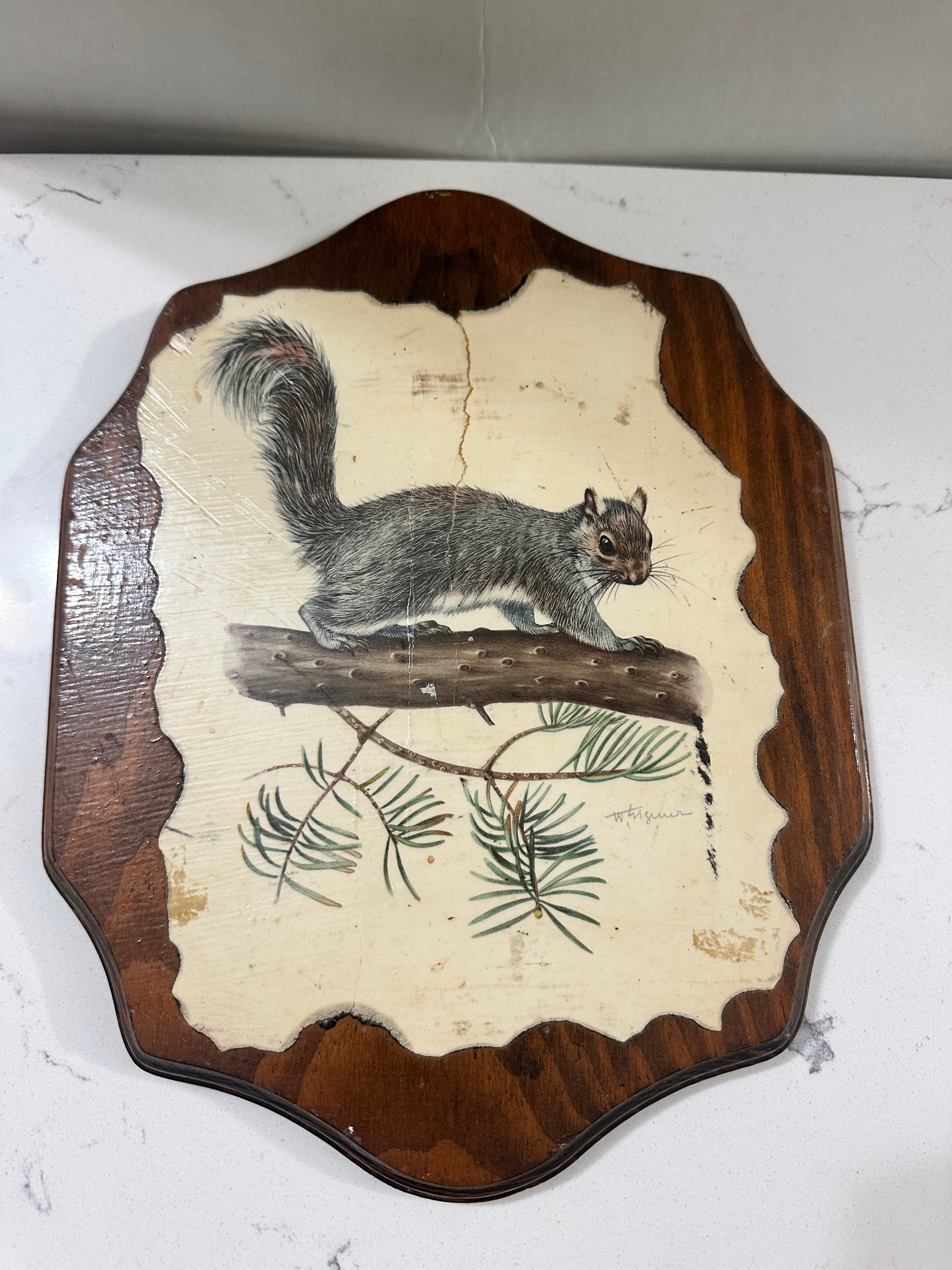 Vintage Rustic Squirrel Wood Wall Plaque | Woodland Cabin Decor | Handcrafted Wildlife Wall Hanging | 1970s Forest Lodge Decor