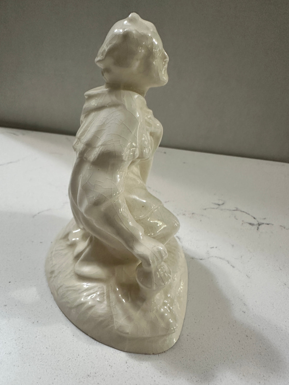 Vintage Ceramic Wise Man Figurine | Cream Crackle Glaze Nativity Figure | Atlantic Mold Christmas Decor | Mid Century Religious Decor